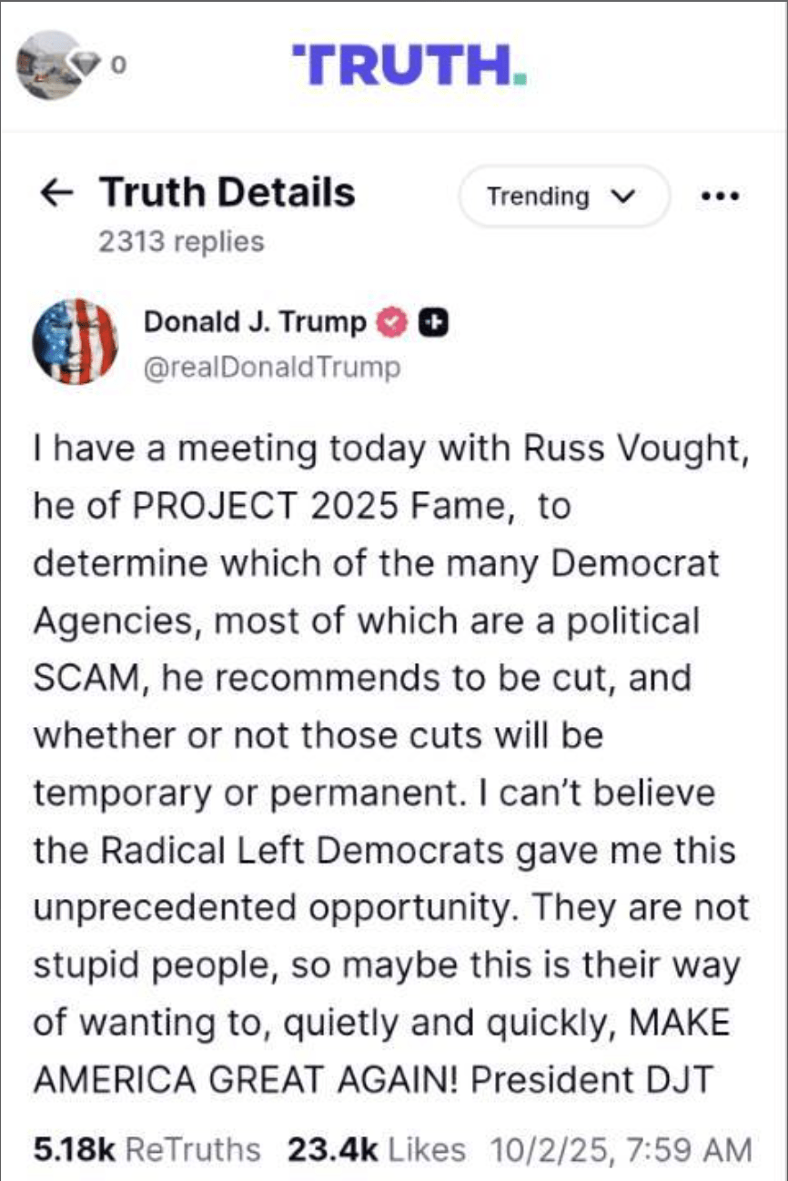 Trump on Truth Social