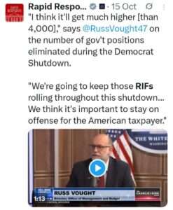 Russ Vought on X about RIFs