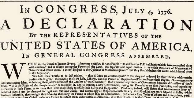 Header of the Declaration of Independence, In Congress, July 4, 1776