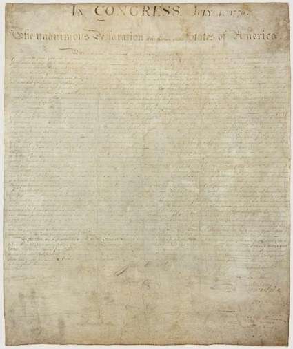 Original parchment of the Declaration of Independence