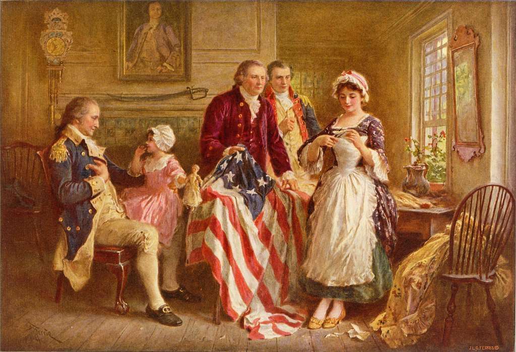 J.L.G. Ferris painting of Betsy Ross presenting the flag to George Washington