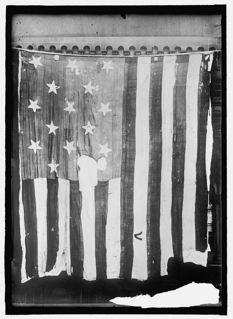 The original Star Spangled Banner that flew over Fort McHenry, now preserved at the Smithsonian