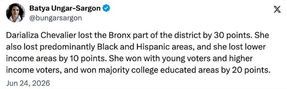 Batya Ungar-Sargon tweet on the Chevalier electorate