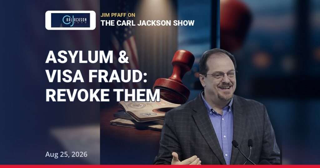 Asylum visa fraud - Jim Pfaff on 200,000 visa revocations and ICE enforcement, The Carl Jackson Show August 25 2026