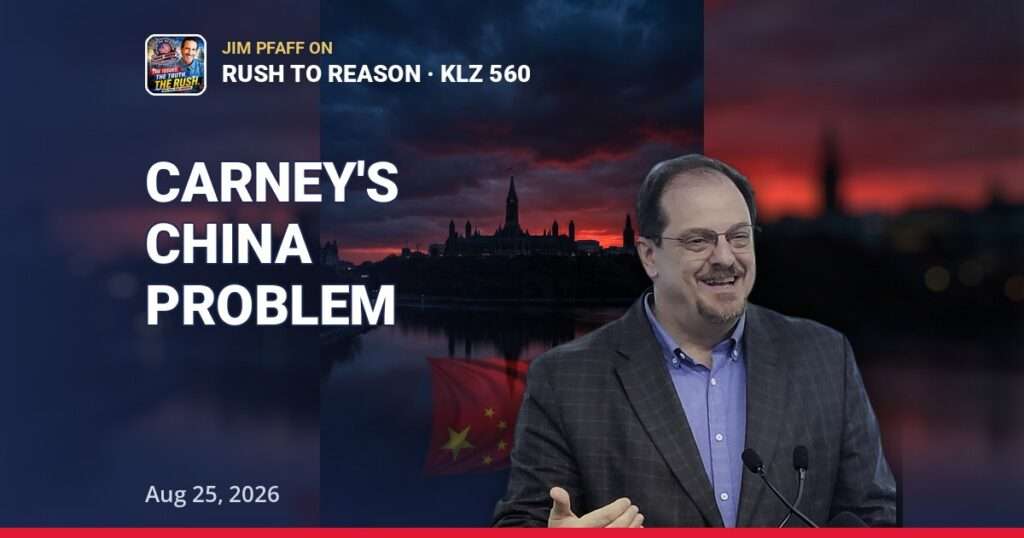 Mark Carney China ties - Jim Pfaff on Iran sanctions and Canada, Rush to Reason KLZ 560 August 25 2026
