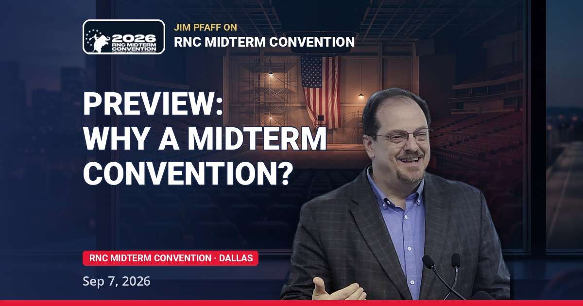 Midterm convention preview - Jim Pfaff at The Conservative Caucus media position on the platinum level of American Airlines Center, Dallas, September 7 2026