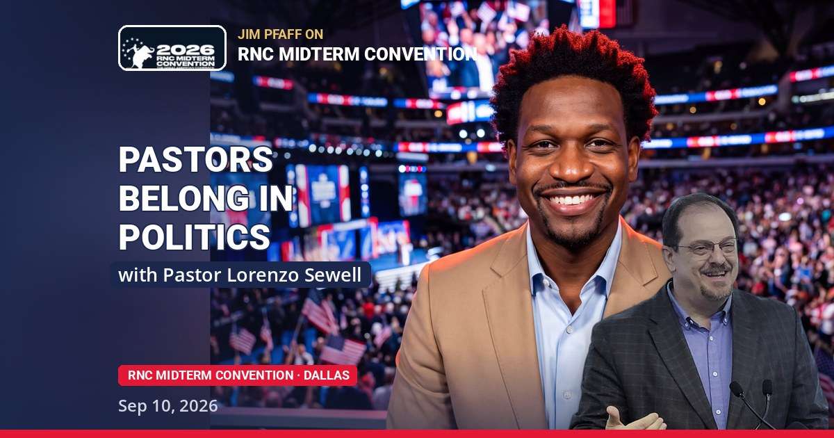 Jim Pfaff with Pastor Lorenzo Sewell at the 2026 RNC Midterm Convention in Dallas