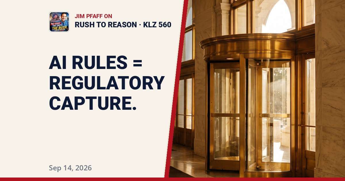AI Regulatory Capture and the $5,000 Promise: Jim Pfaff on Rush to Reason | Sep 14, 2026